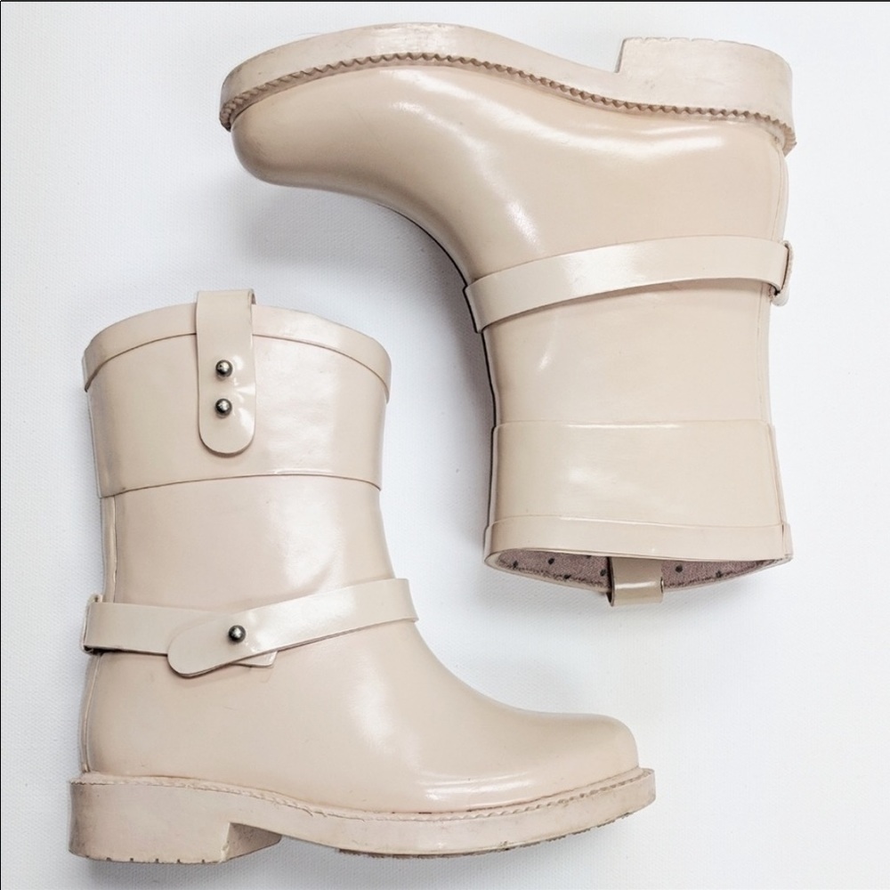 Zara Cream Beige rubber boots HTF